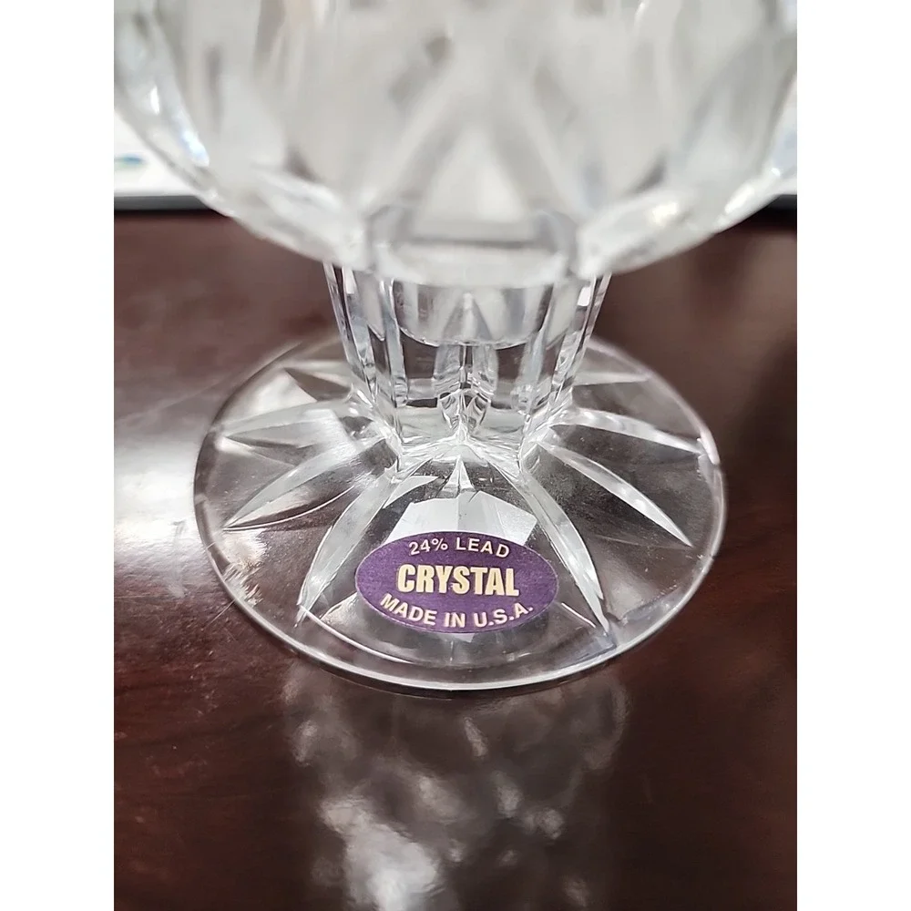 Vintage DePlomb 24% Lead Crystal‎  Footed Vase 6 3/4